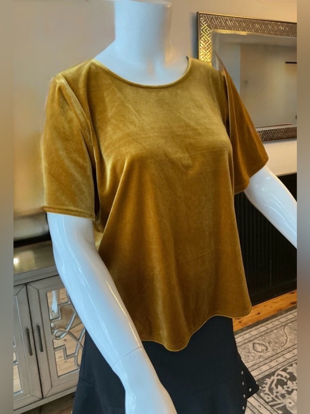 Madewell Relaxed Pullover Gold Dust Soft Velour Top Flutter Sleeve Drapey MED